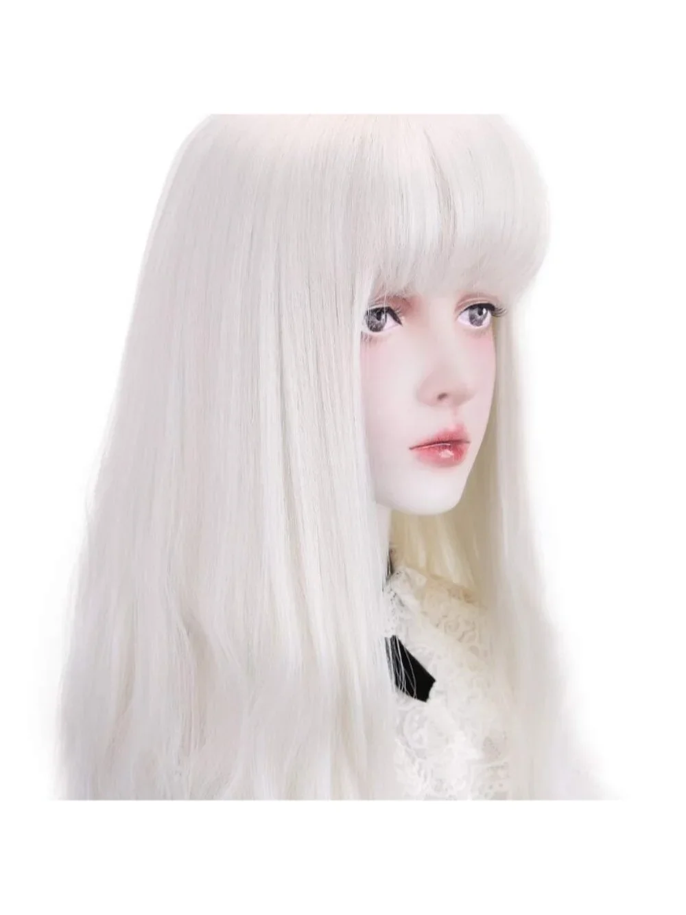 Women's White Natural Long Wavy Cosplay Heat Resistant Synthetic Fiber Wigs